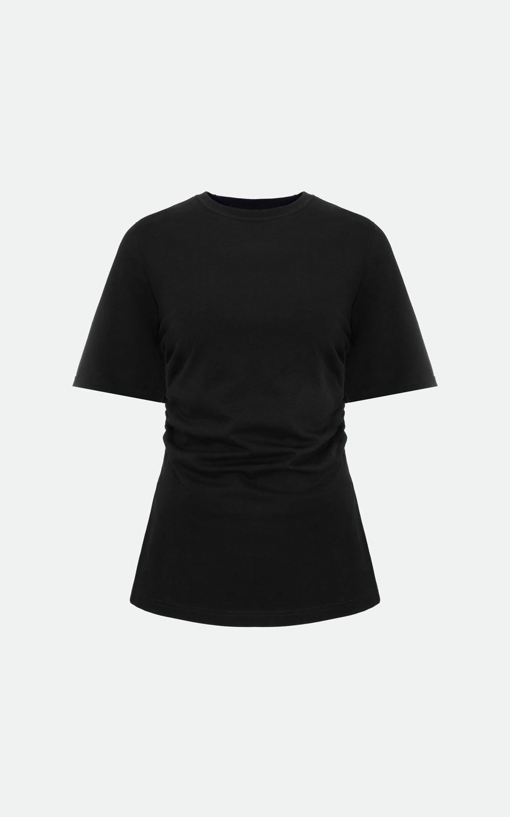 Draped T-shirt with Shoulder Pads