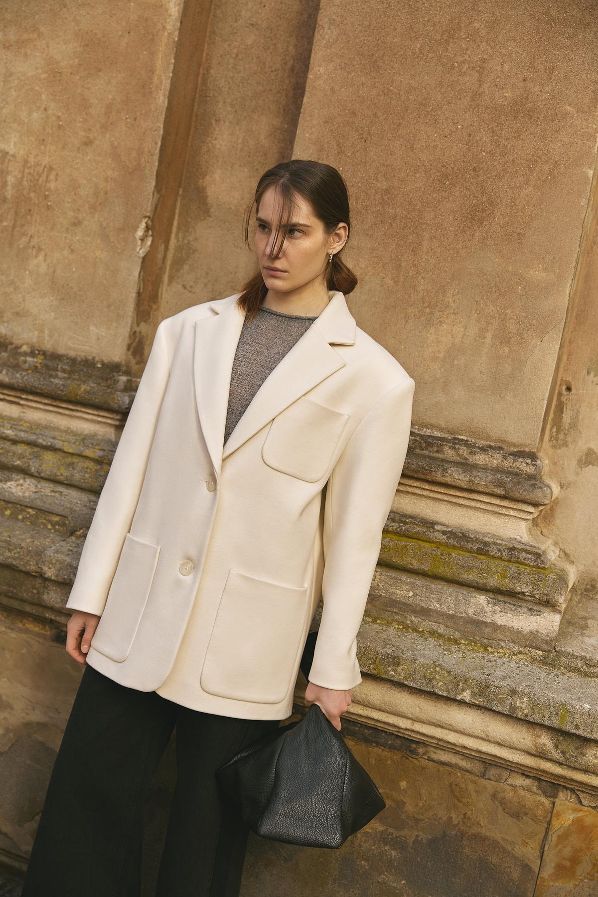 WHITELY Cropped Coat with Pockets