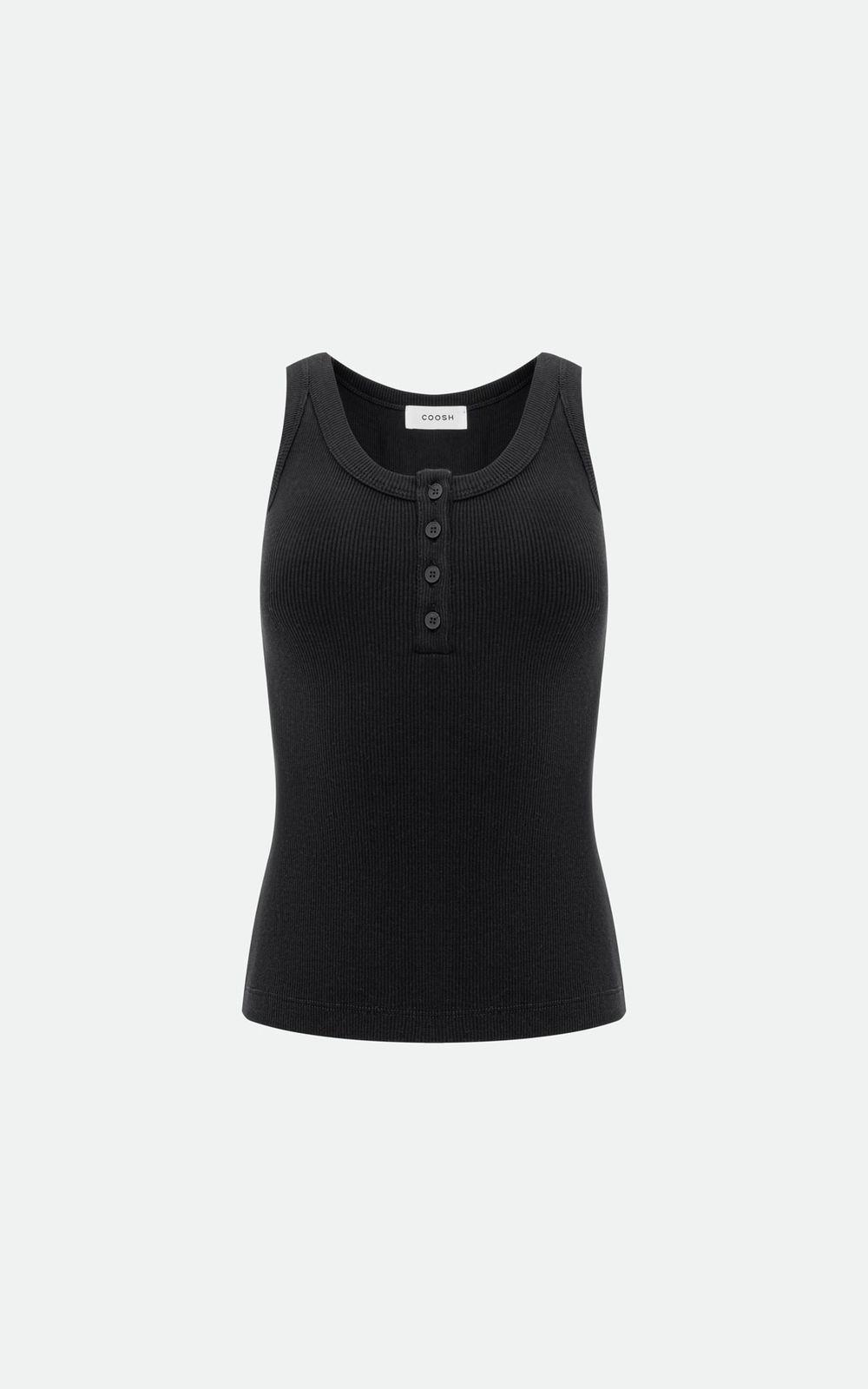 Ribbed Tank Top with Buttons