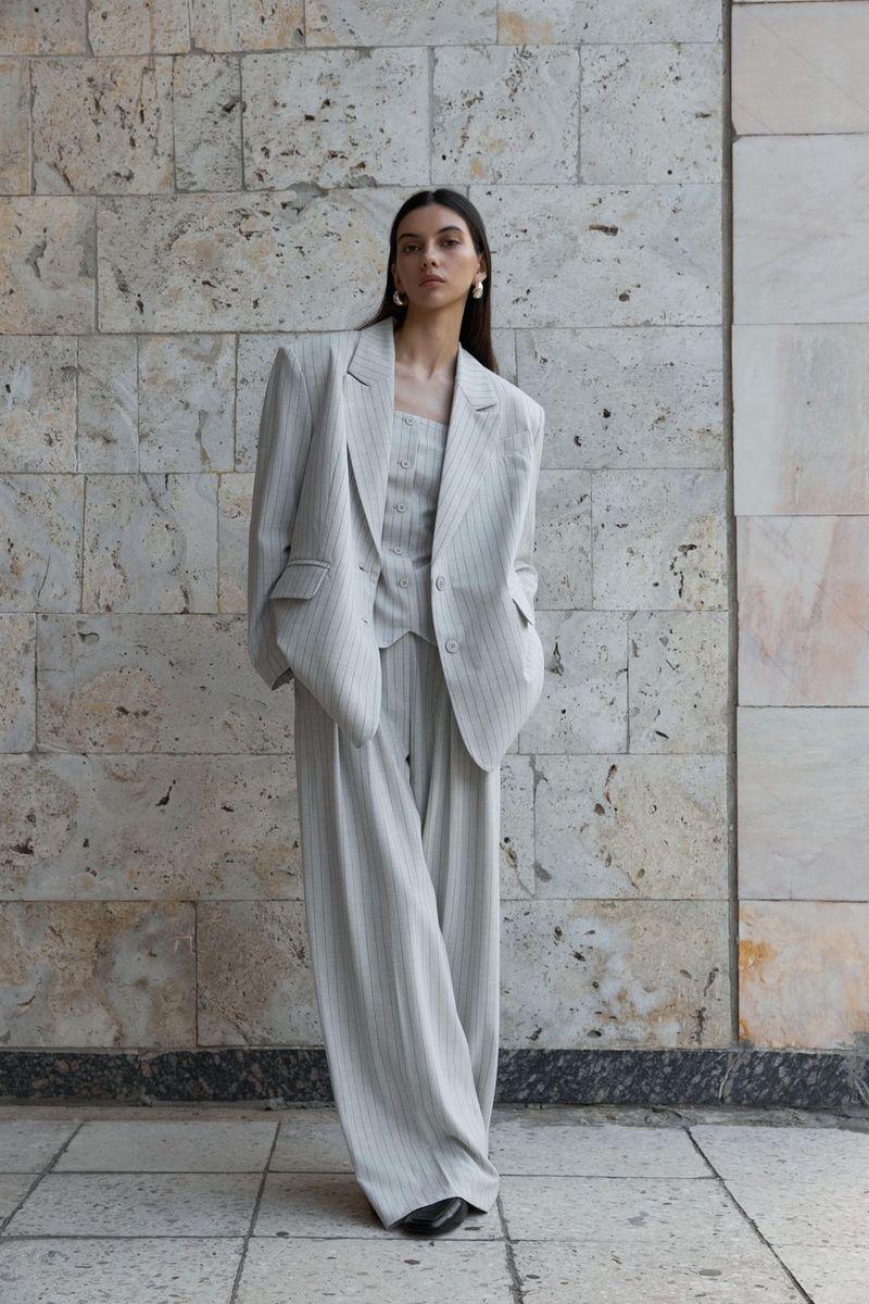 Striped Transformer Blazer with Chest Pocket