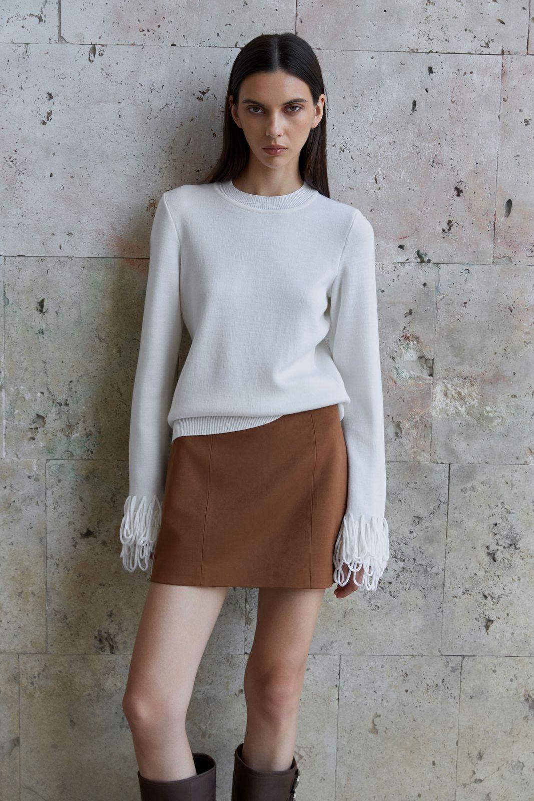 Two-Piece Set with Knitted Cropped Jacket and Mini Skirt - Black main image 1