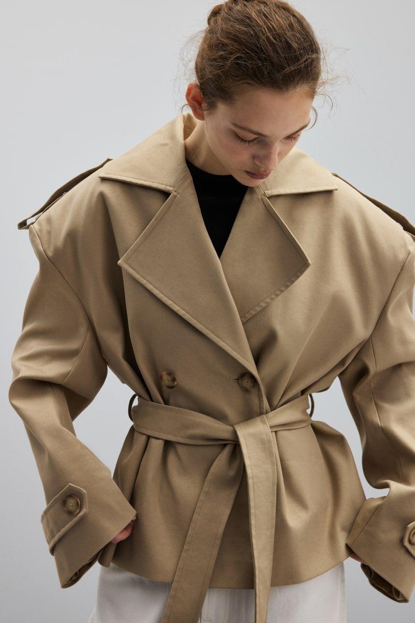 BLANK Cropped Trench Coat with Accent Shoulders