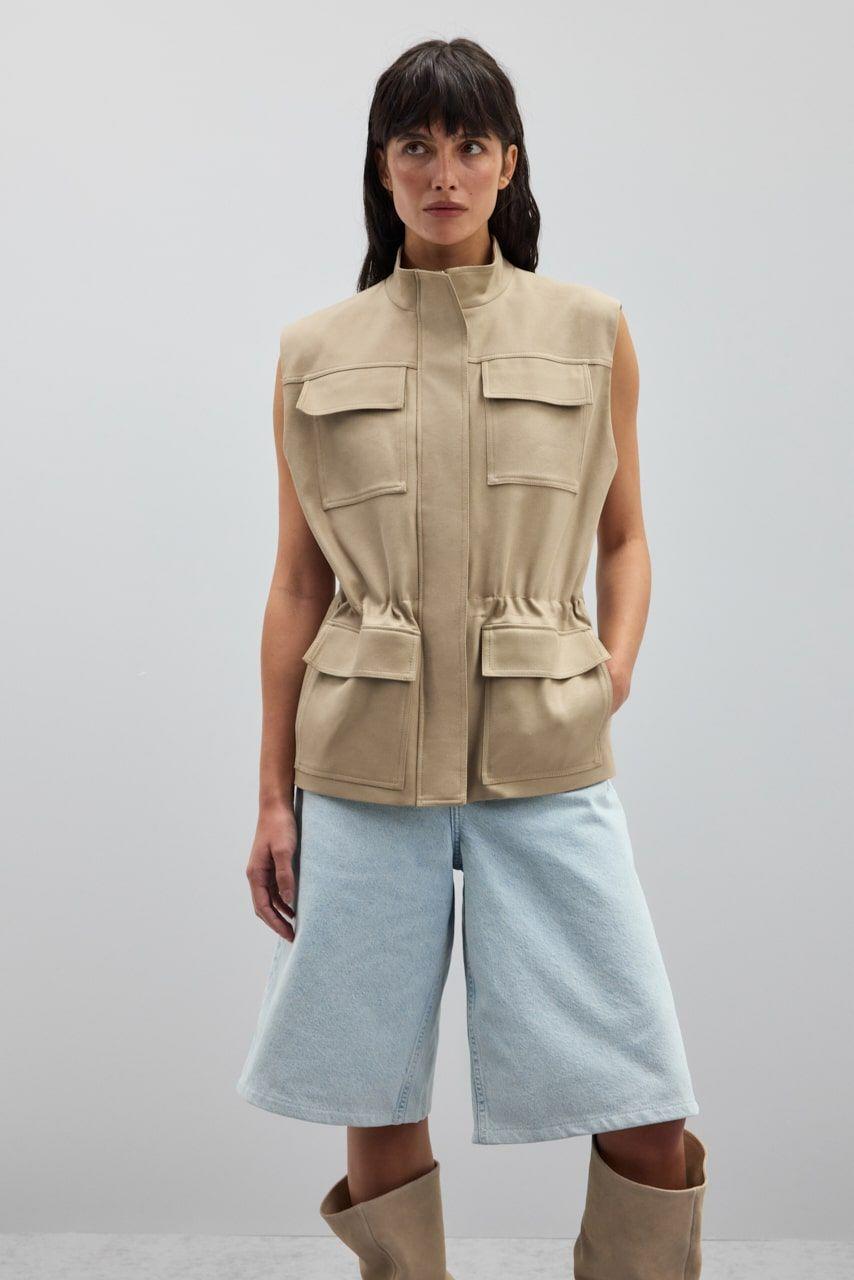 Cargo Vest with Stand-up Collar