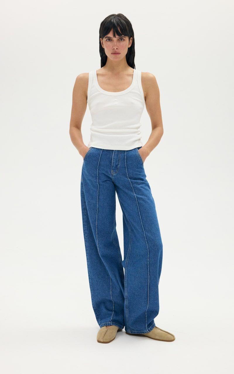 Straight Jeans with Accent Seams