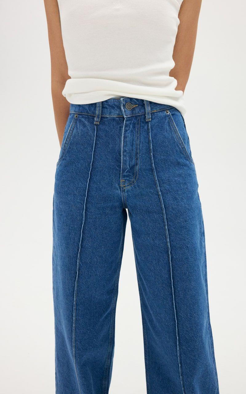 Straight Jeans with Accent Seams