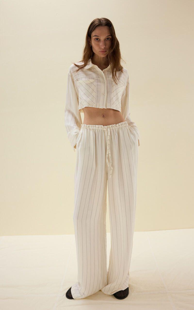 Striped Crop Viscose Shirt