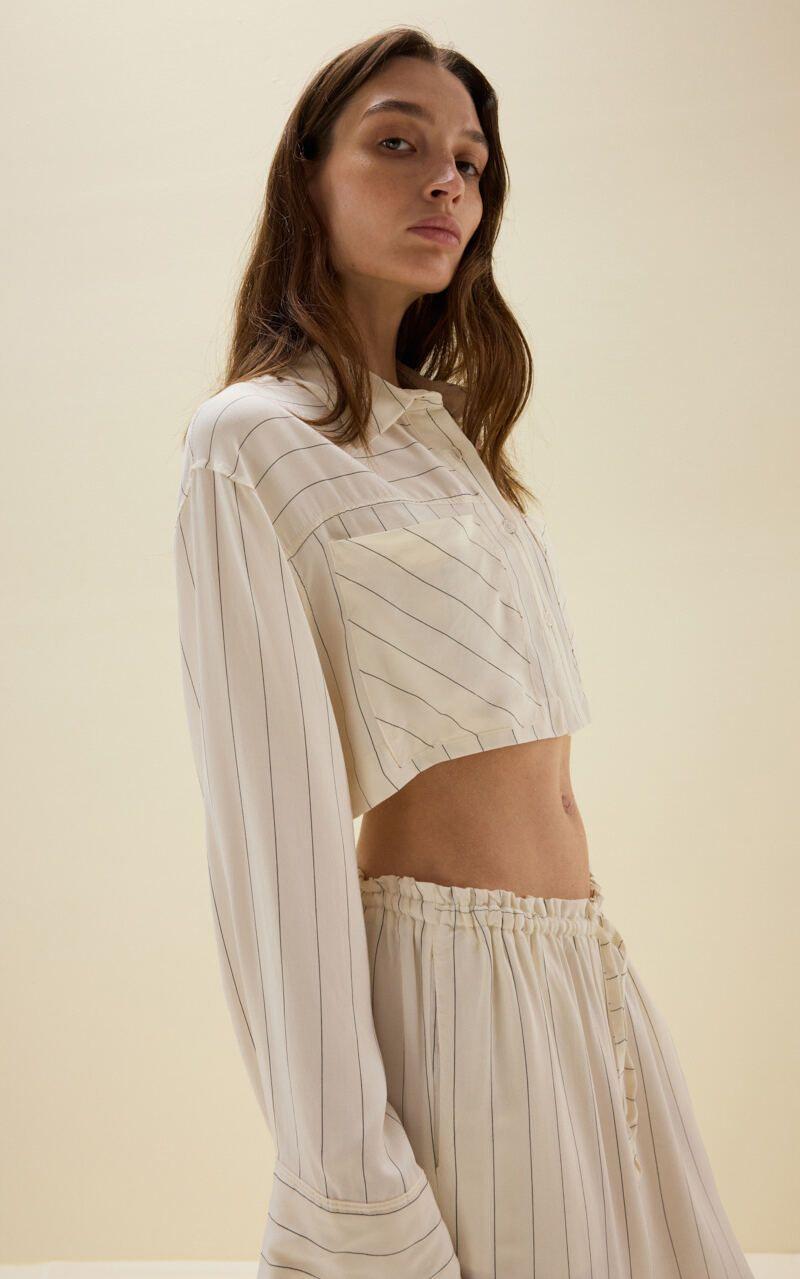 Striped Crop Viscose Shirt