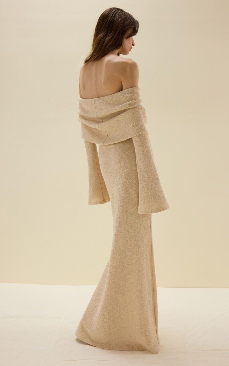 JOSEPHINE Premium Boucle Turn-Down Maxi Dress