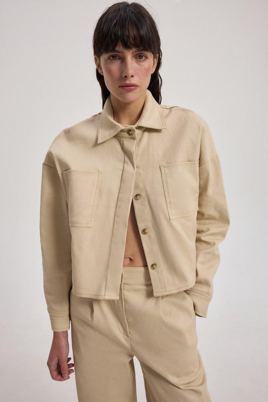 Cropped Jacket with Chest Pockets