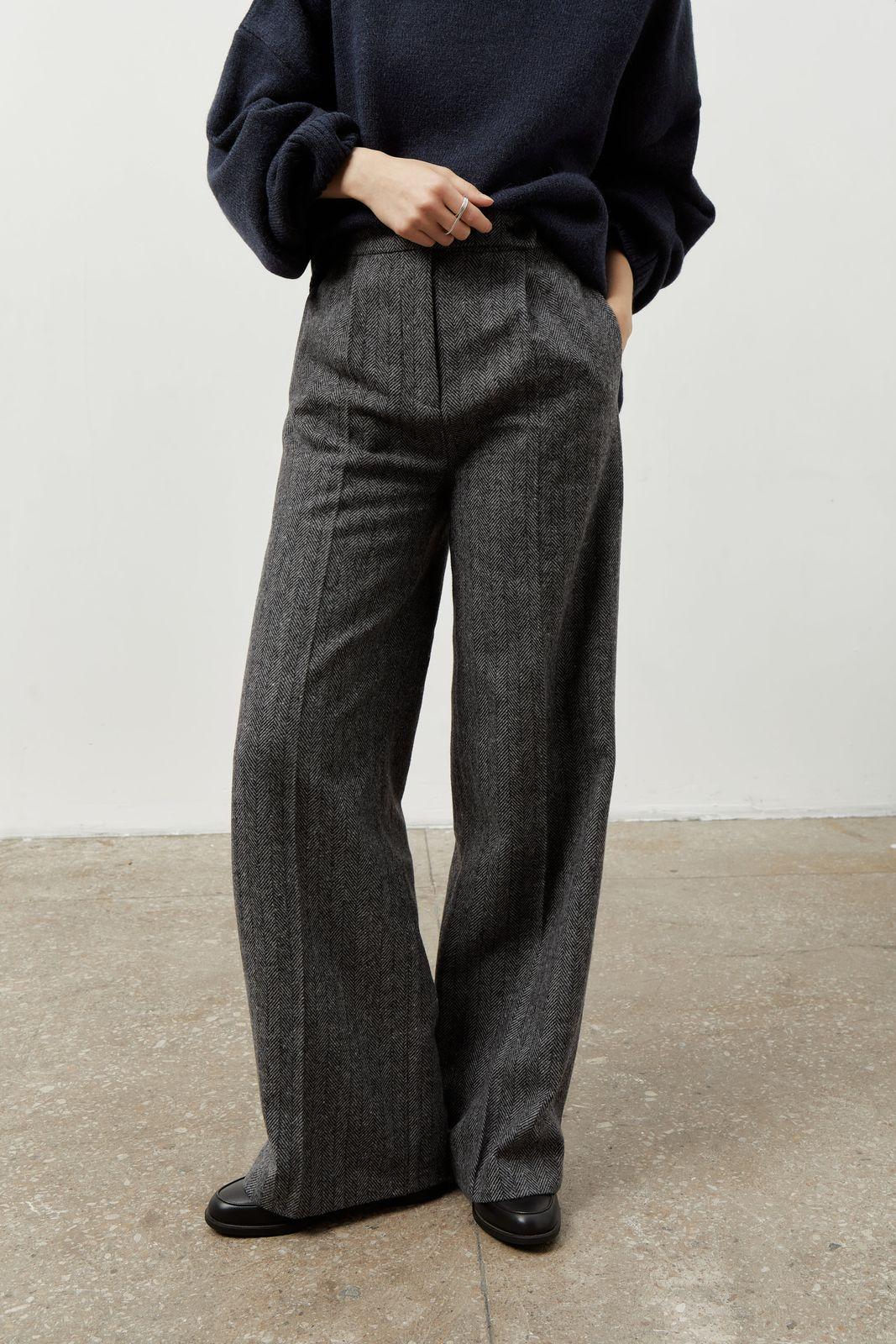 Herringbone Print Woolen Pants