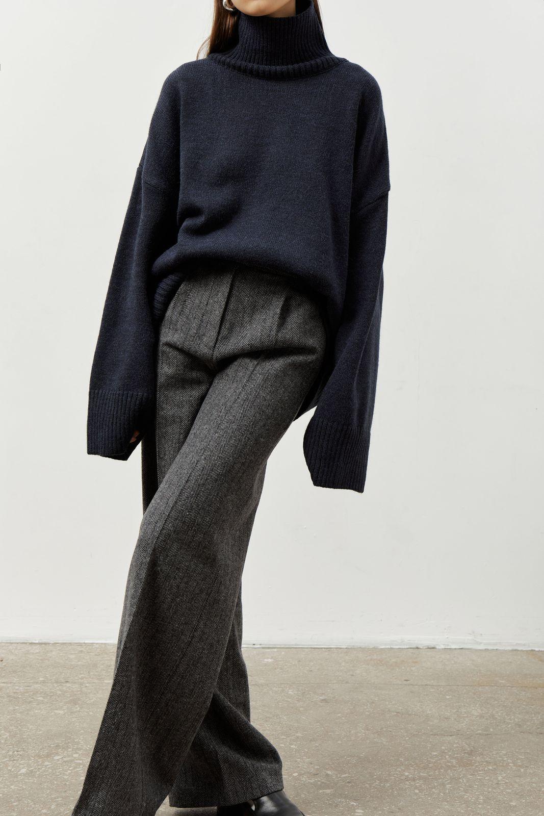 Herringbone Print Woolen Pants