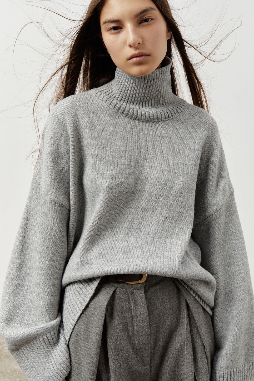 Wool Blend Turtleneck Oversize Sweater