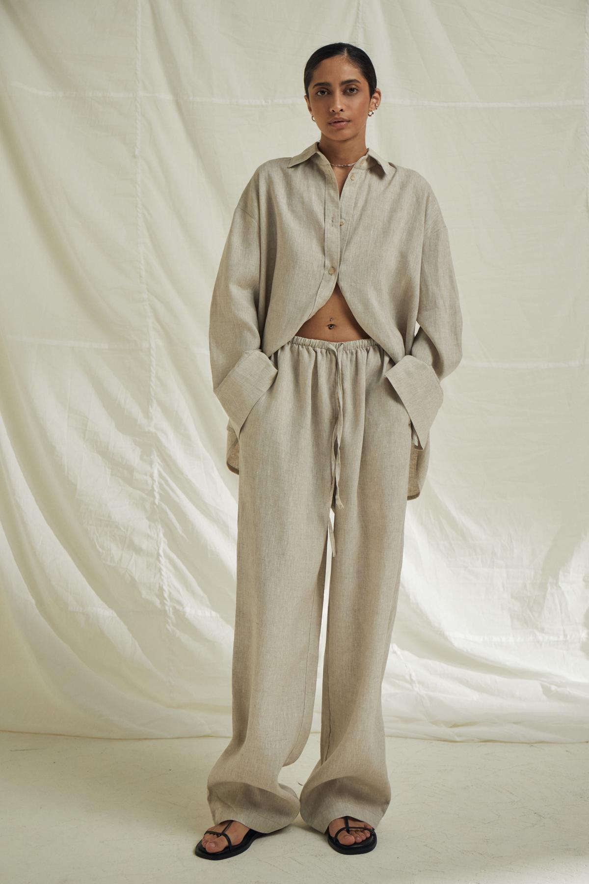 Elastic Waist Hemp Pants