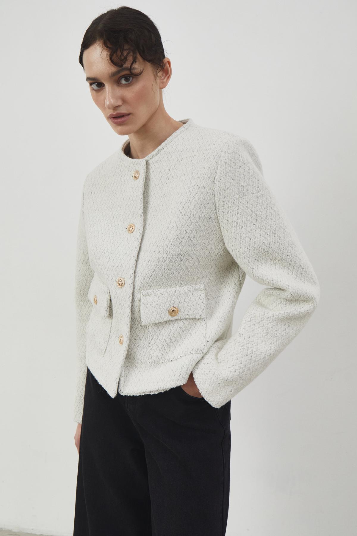 Cardigan Blazer with Pockets in Premium Boucle 