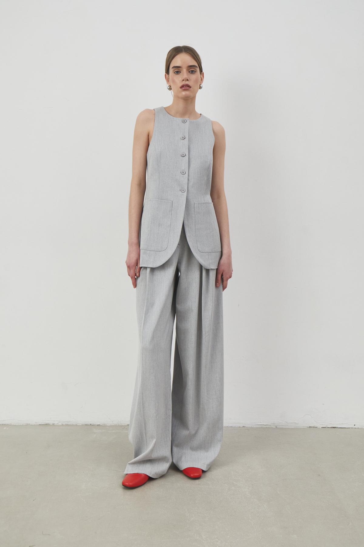 High Neck Vest with Button Closures