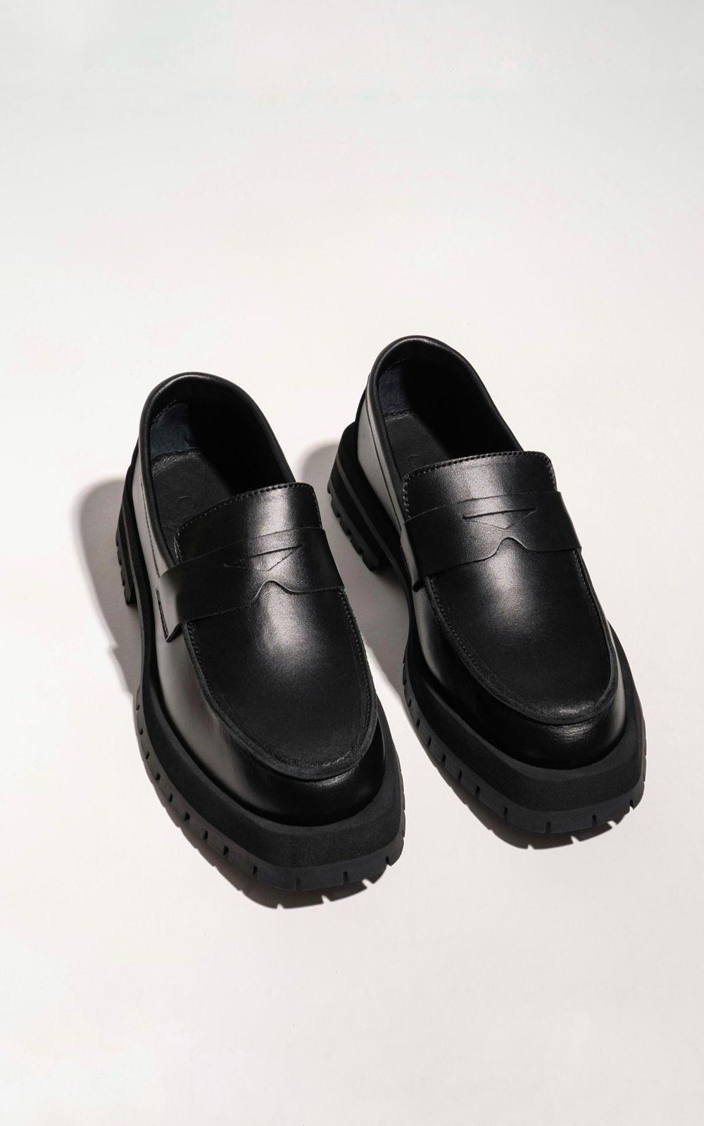 Leather Low Heel Loafers