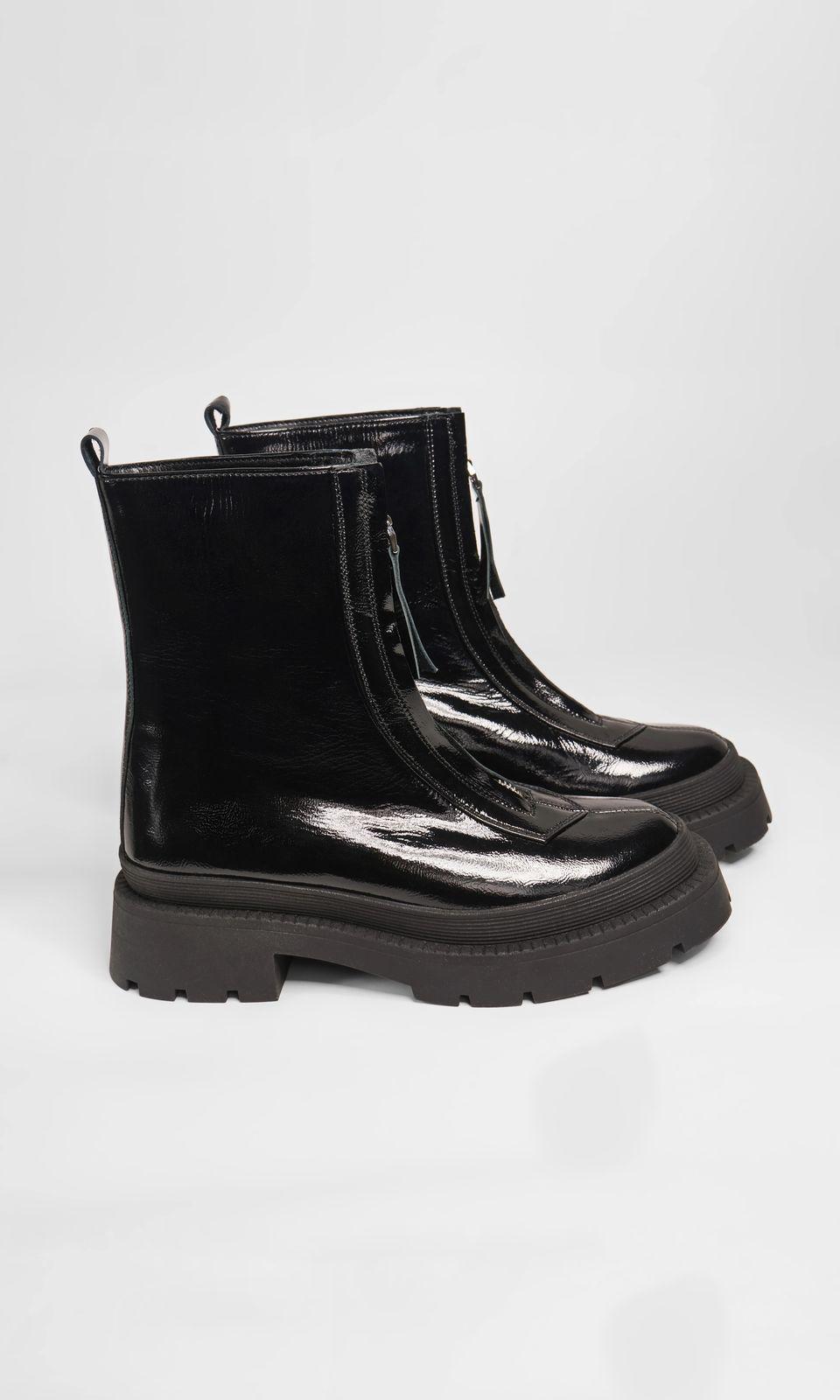 Zippered Patent Leather Boots