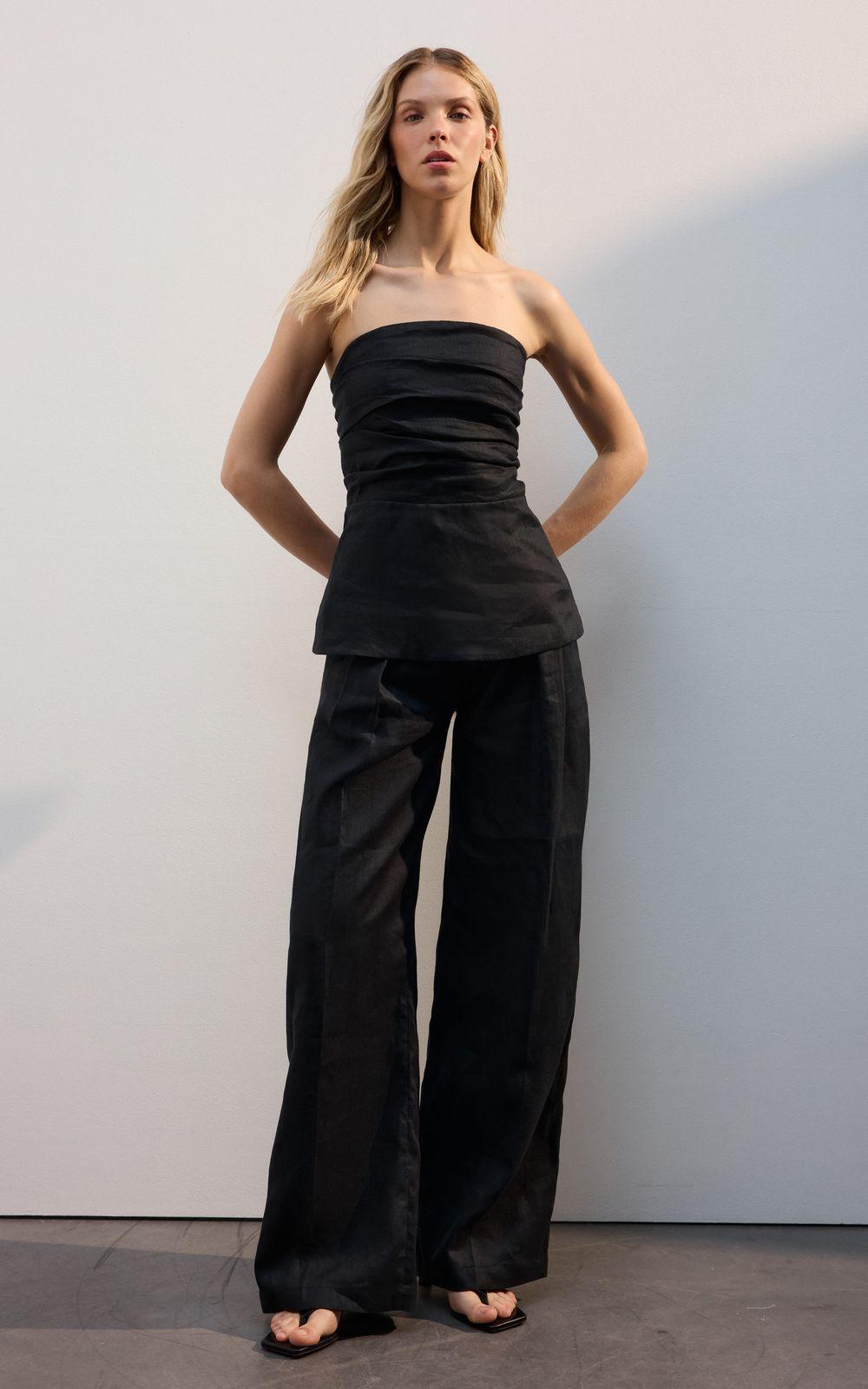 Shirred Hemp Bandeau Top