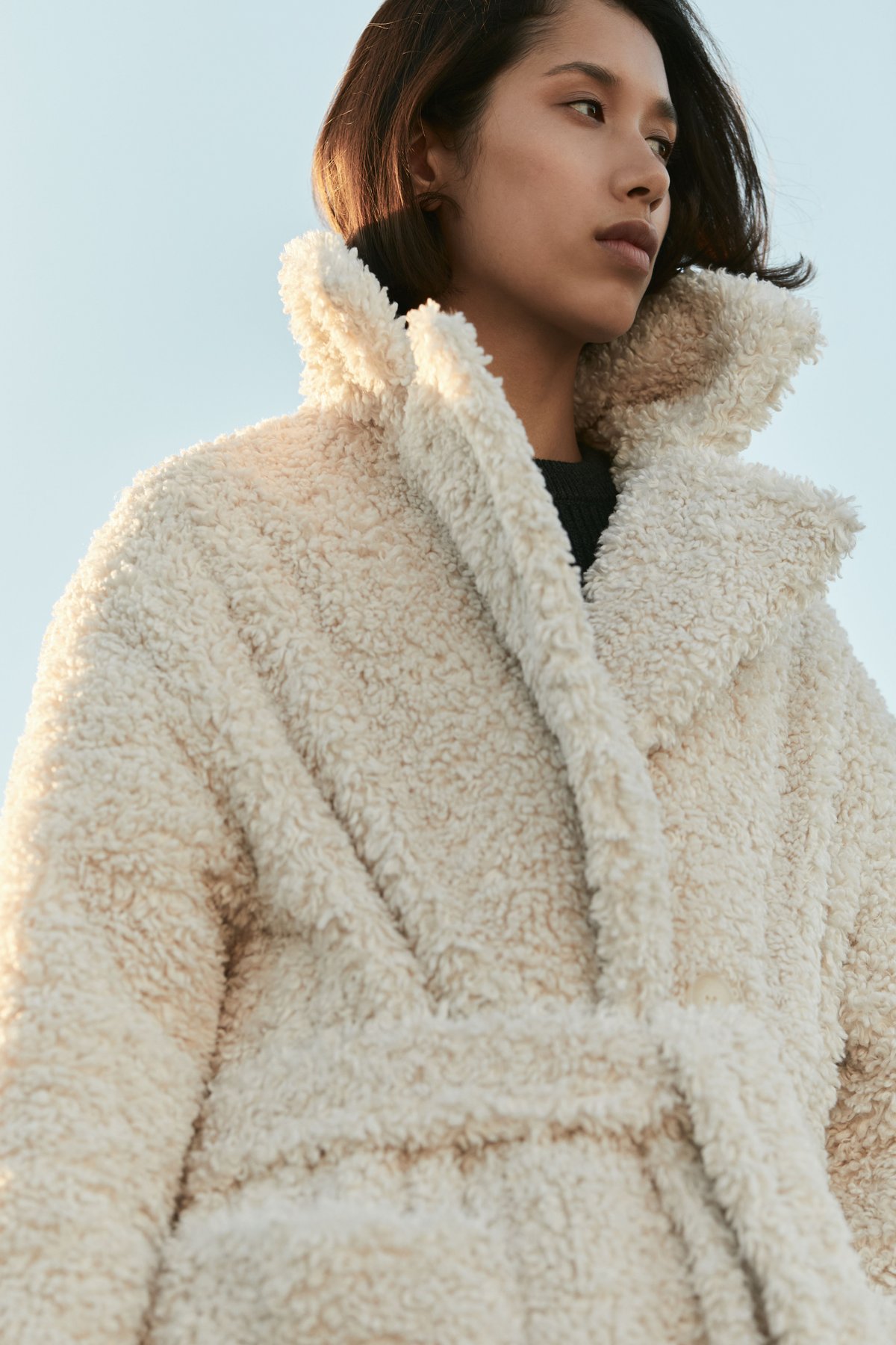 Faux Shearling Winter Wrap Coat