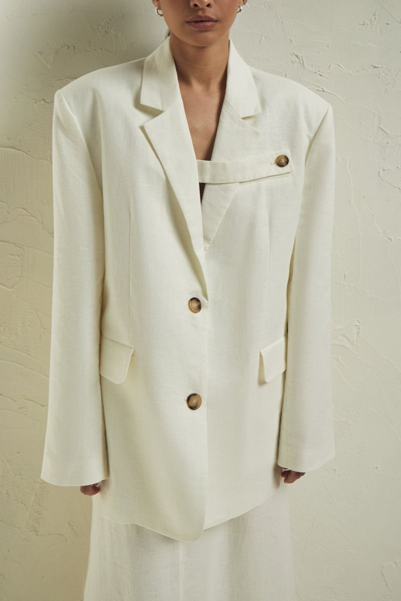 Single-breasted Blazer with Strap Detail