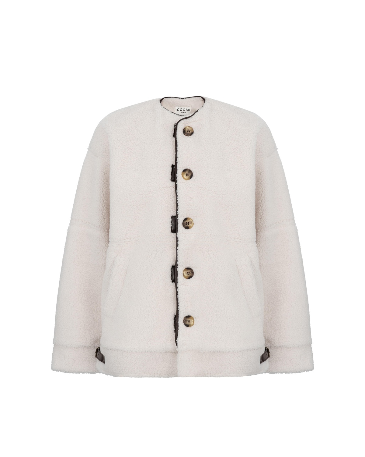 Shearling Coat with Faux Leather Inserts
