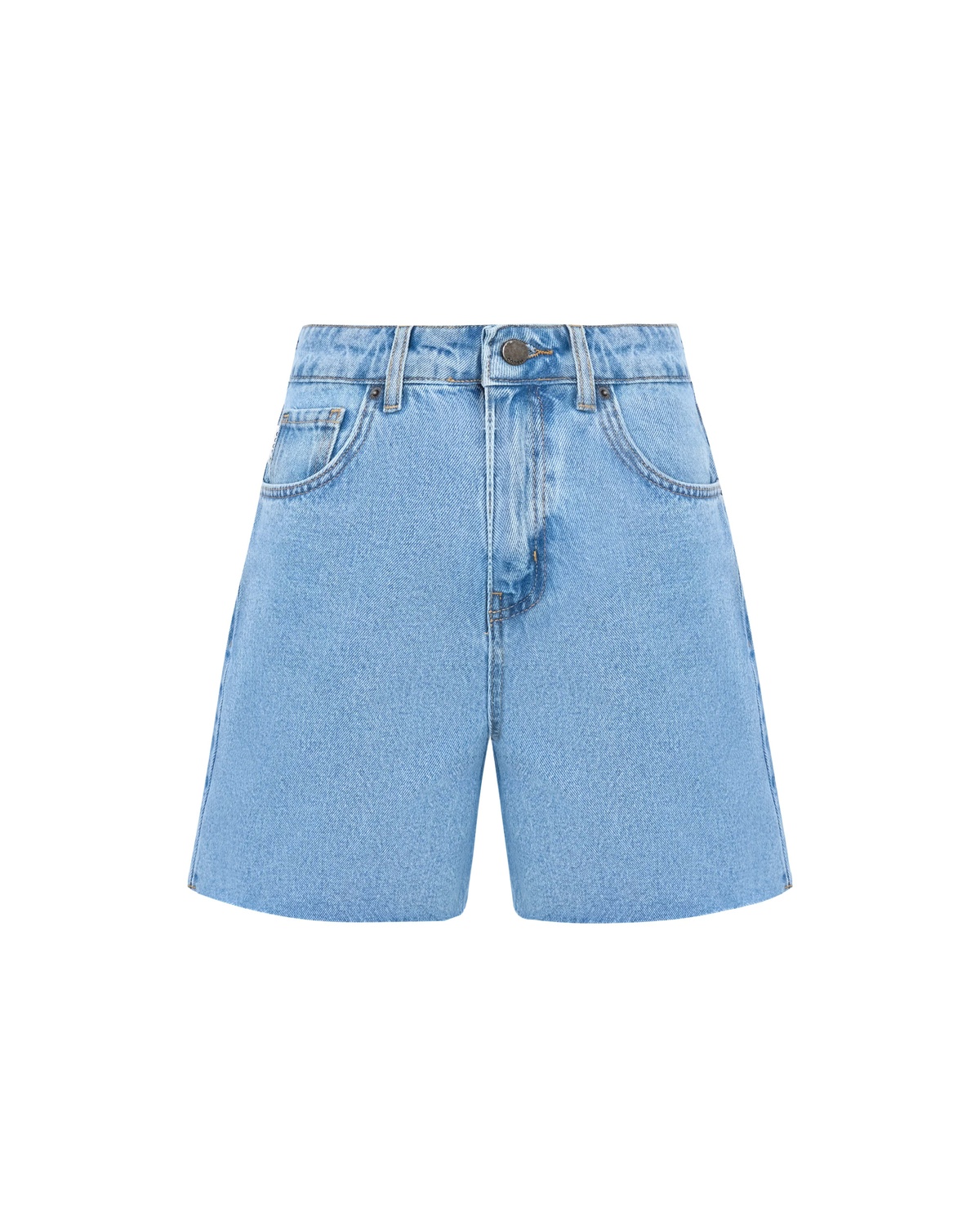 Denim Shorts with Unfinished Hem