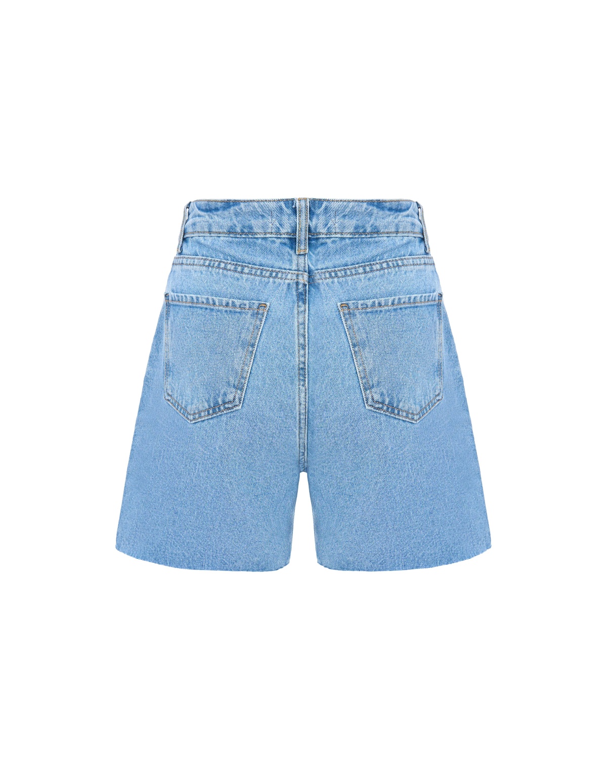 Denim Shorts with Unfinished Hem