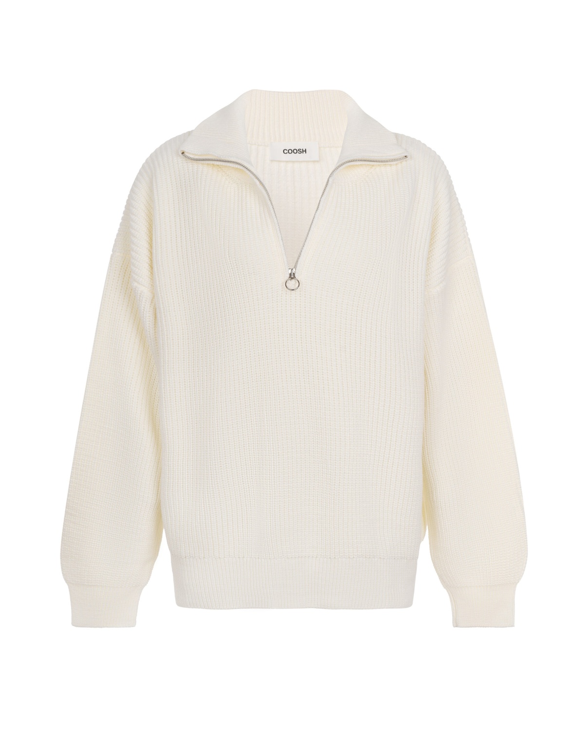 Zippered Wool Blend Sweater