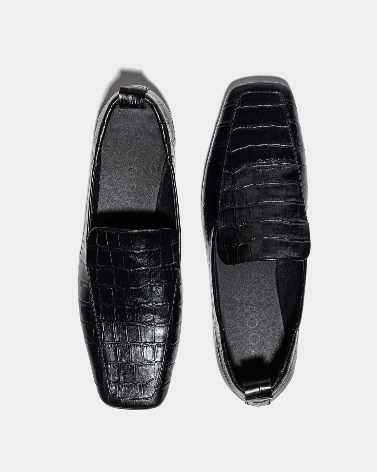 Textured Leather Loafers with Square Toes