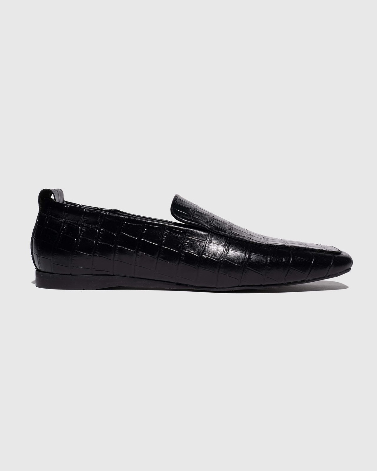 Textured Leather Loafers with Square Toes