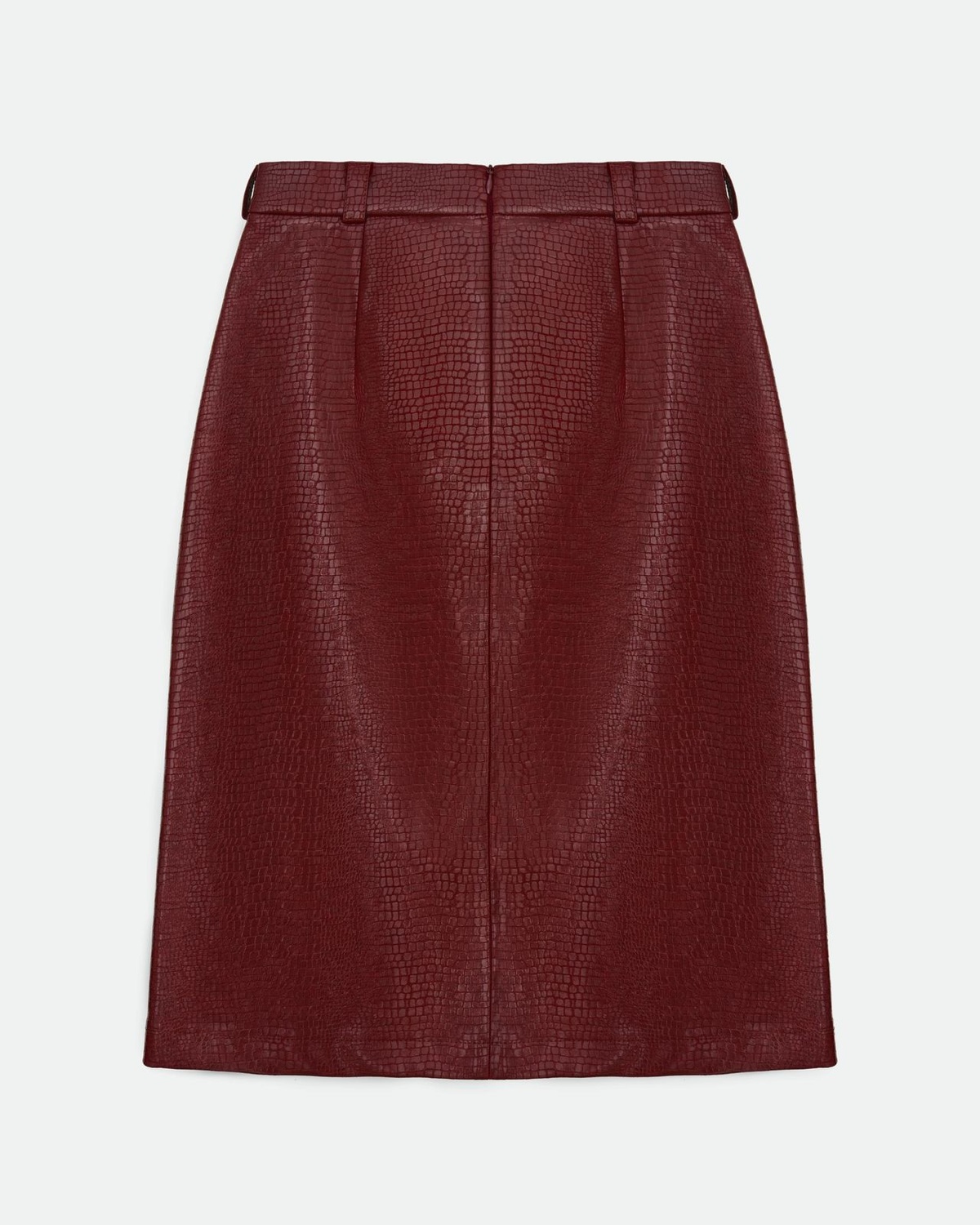 Slit Midi Skirt in Textured Faux Leather