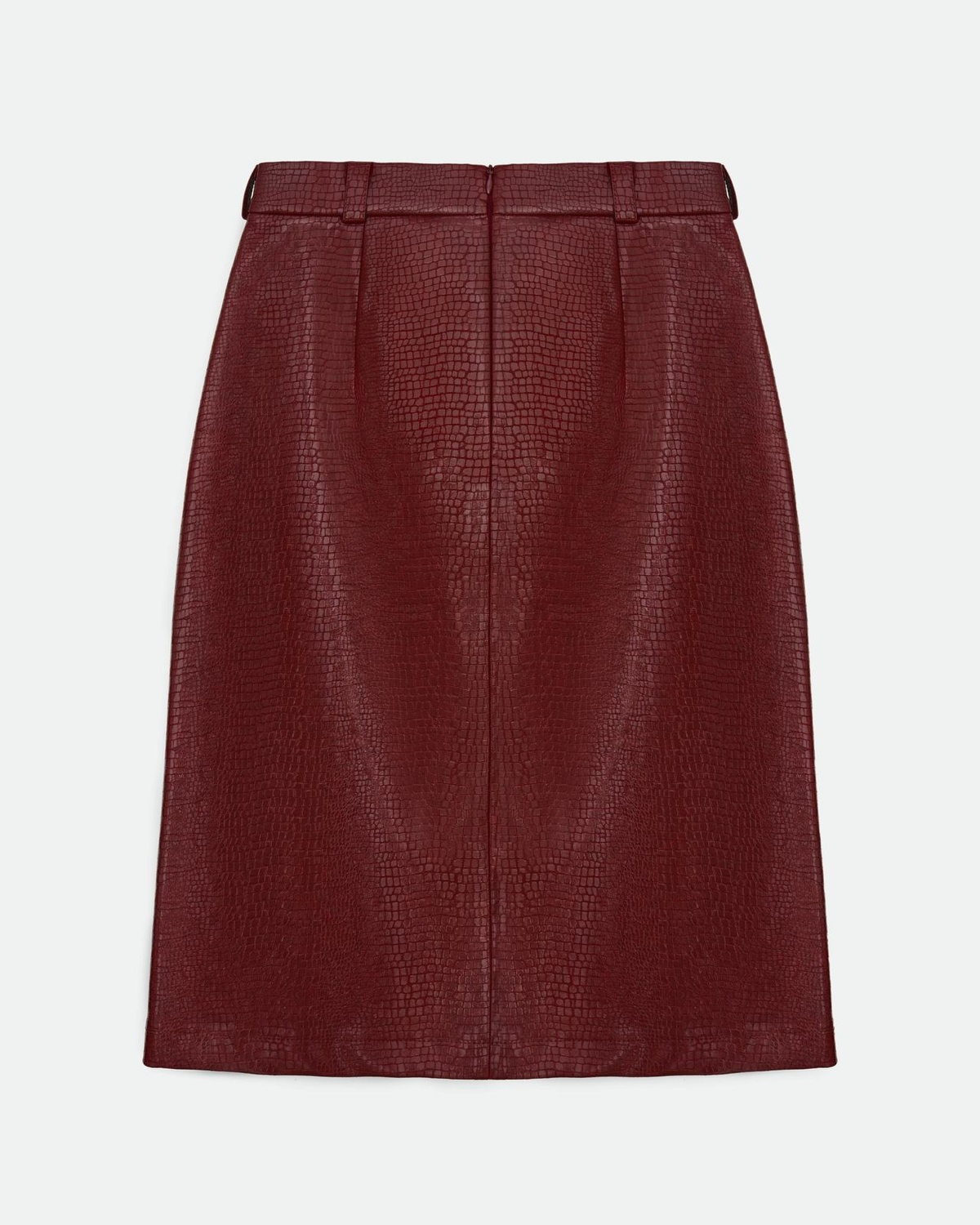 Slit Midi Skirt in Textured Faux Leather