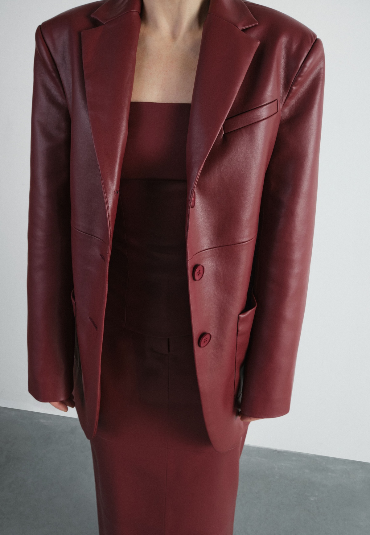Single-Breasted Faux Leather Blazer