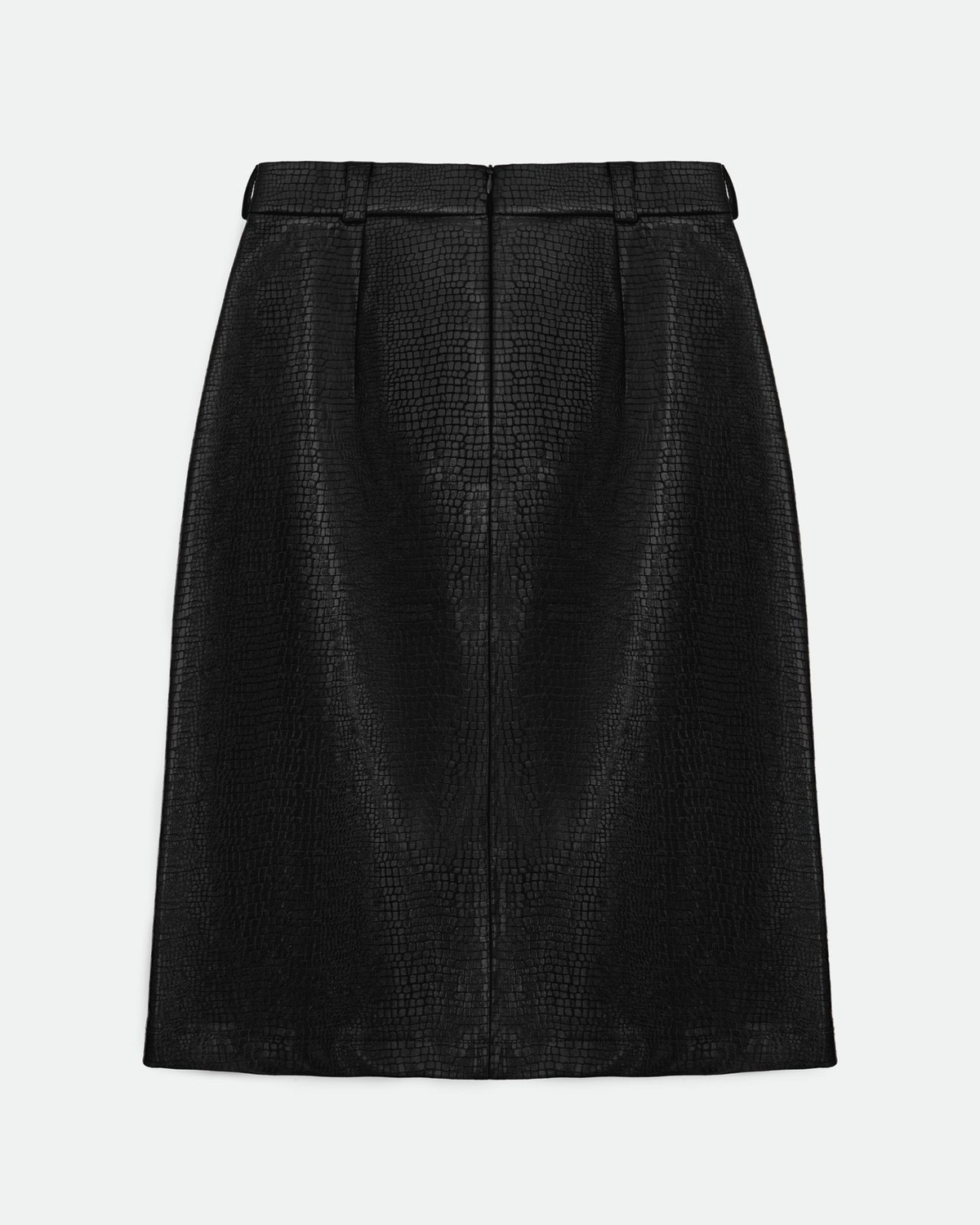 Slit Midi Skirt in Textured Faux Leather