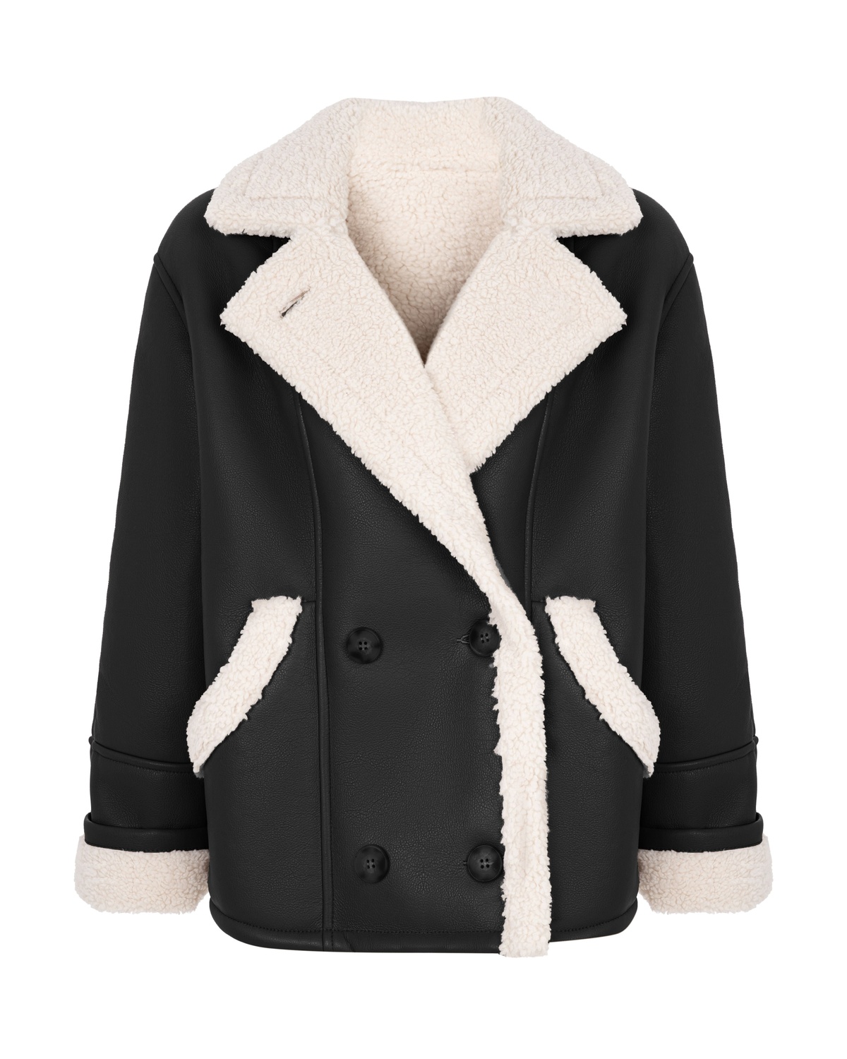 Faux Leather Shearling Coat