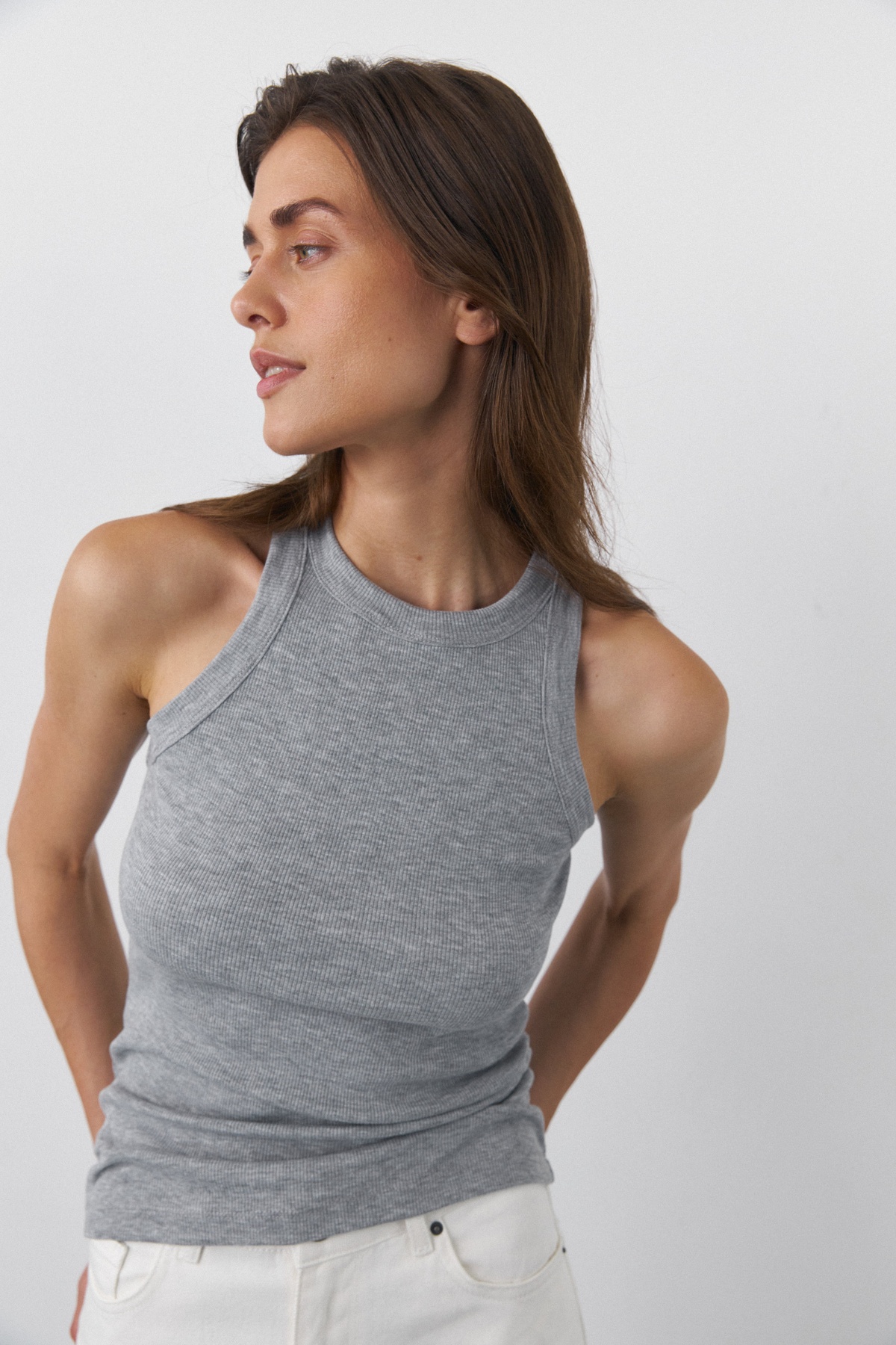 Round Neck Piped Tank Top