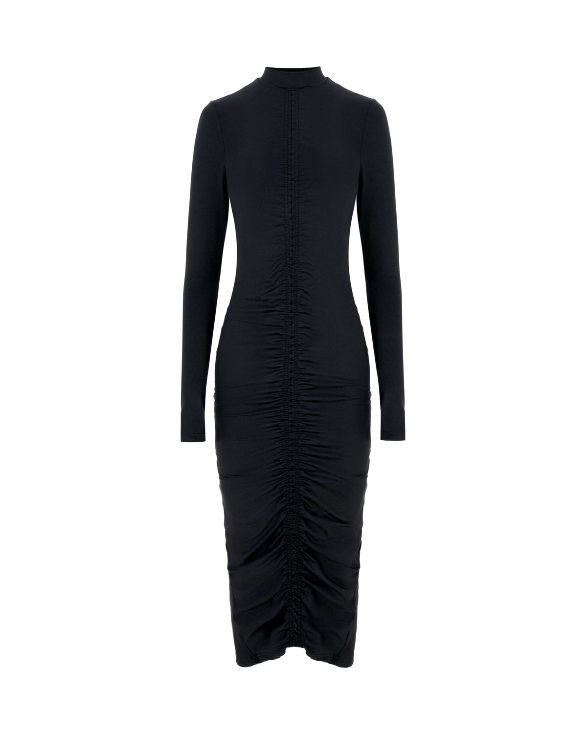 Fitted Draping Maxi Dress with Extended Sleeves