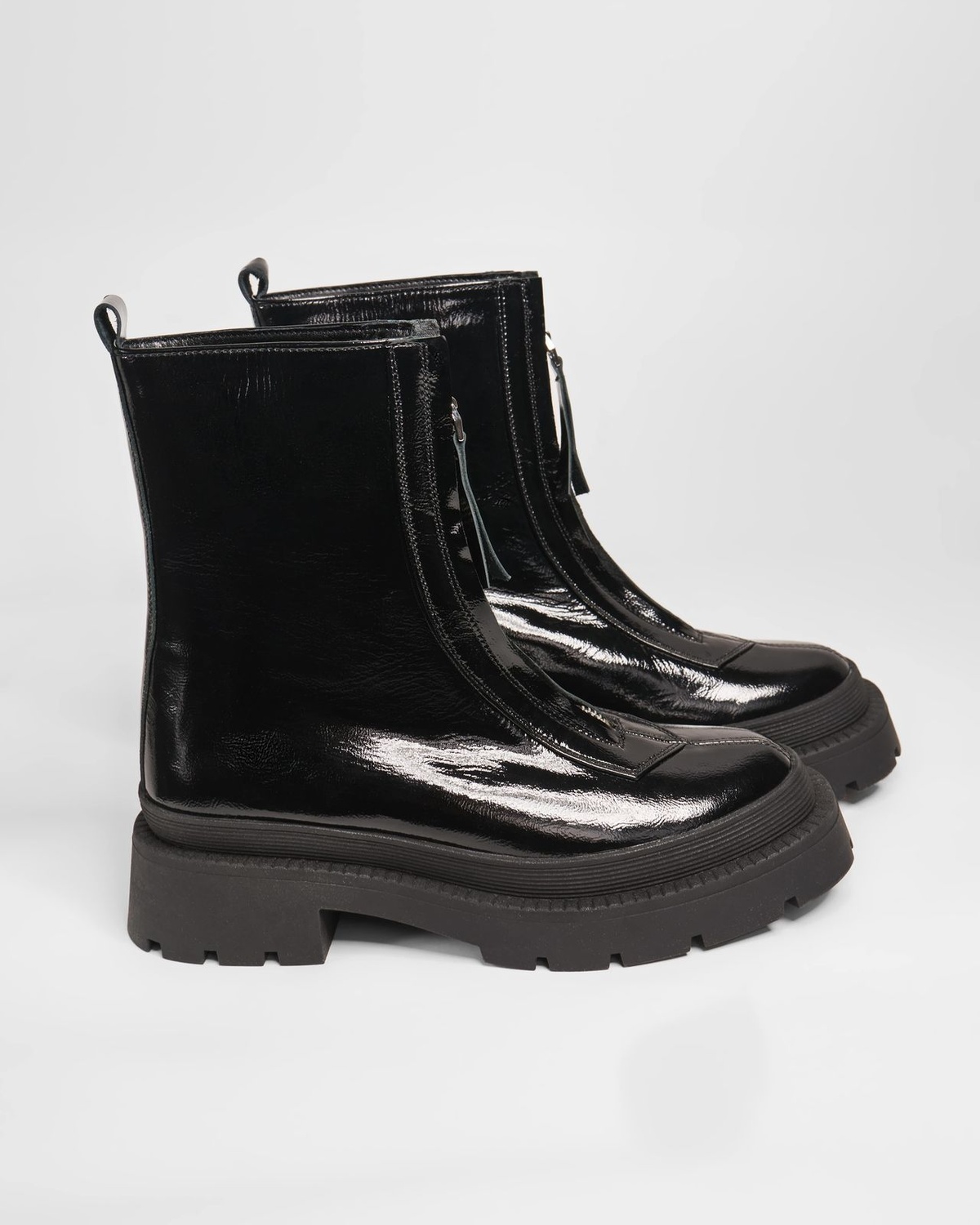 Zippered Patent Leather Boots