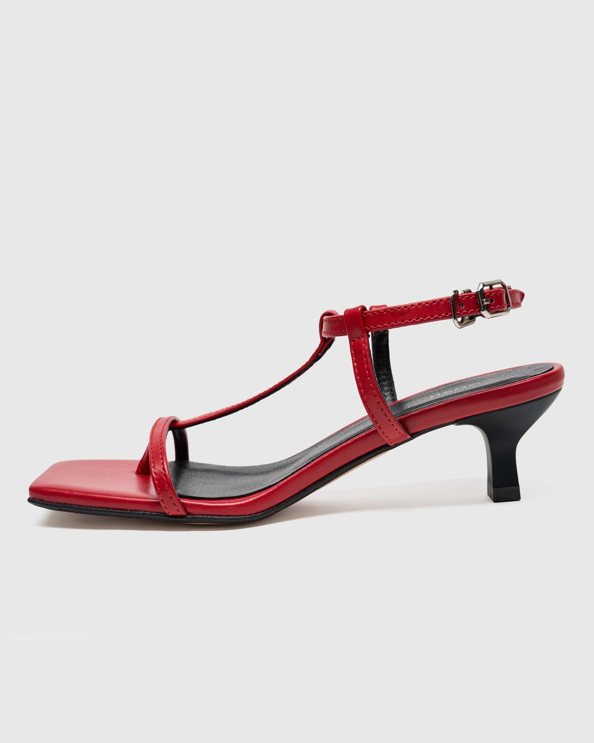 Leather Heeled Sandals with Thin Straps