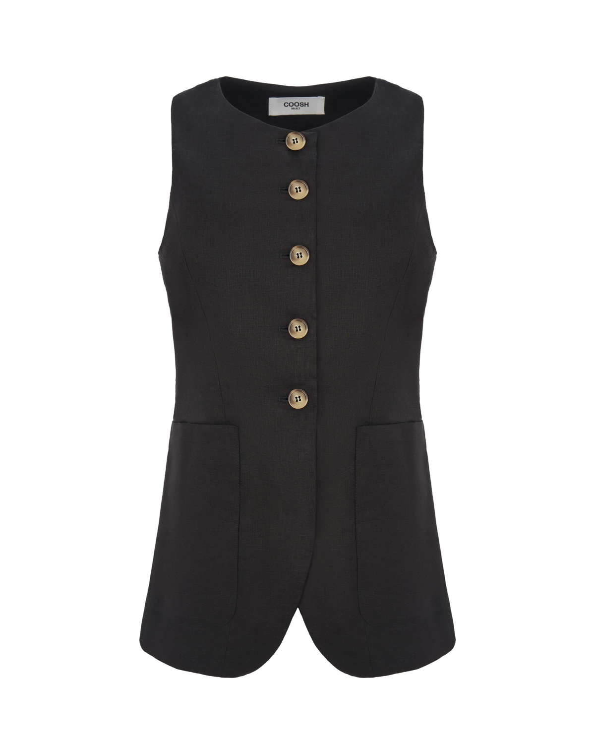 Hemp High Neck Vest with Button Closures and Back Tie