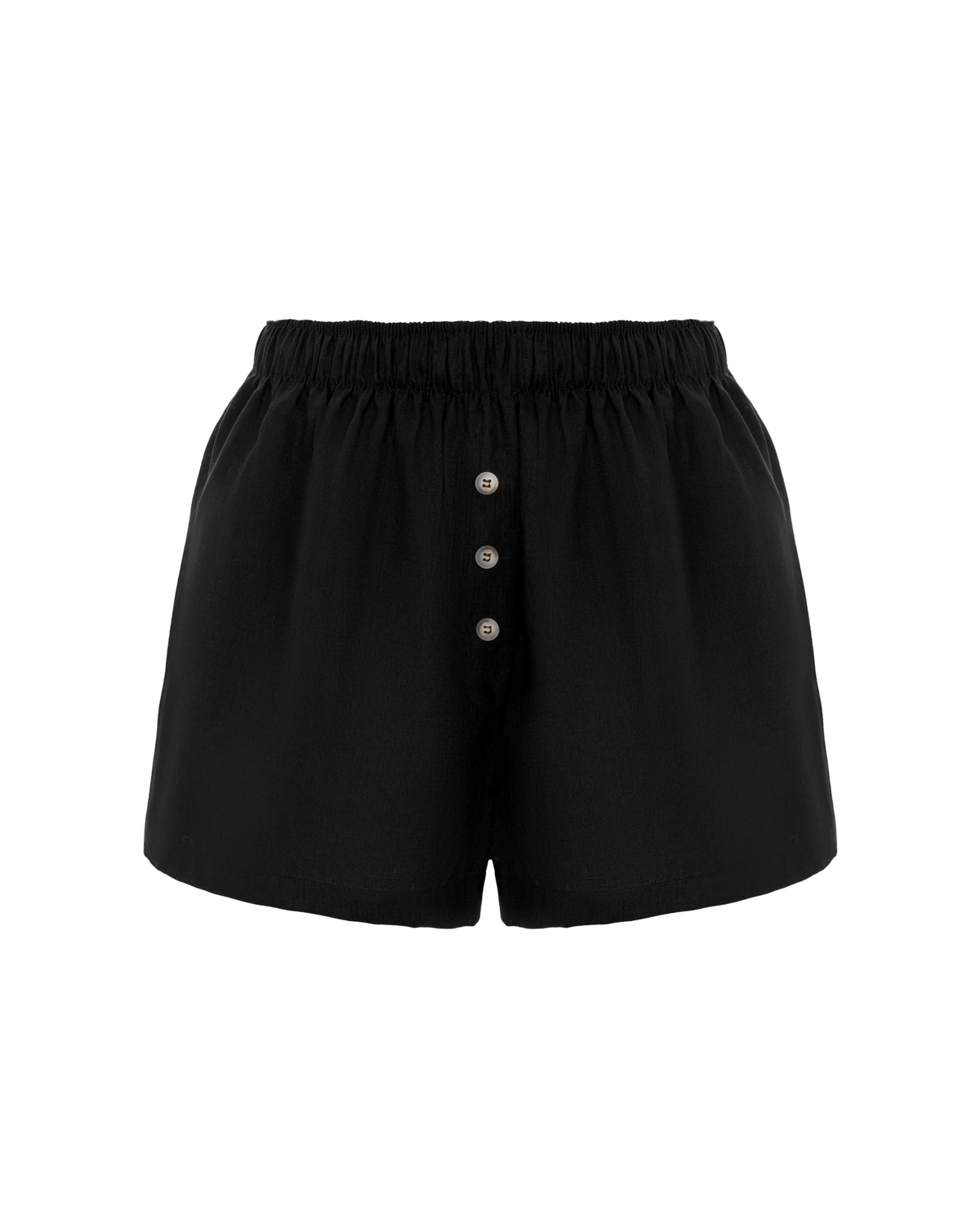 Elastic Waist Shorts with Buttons