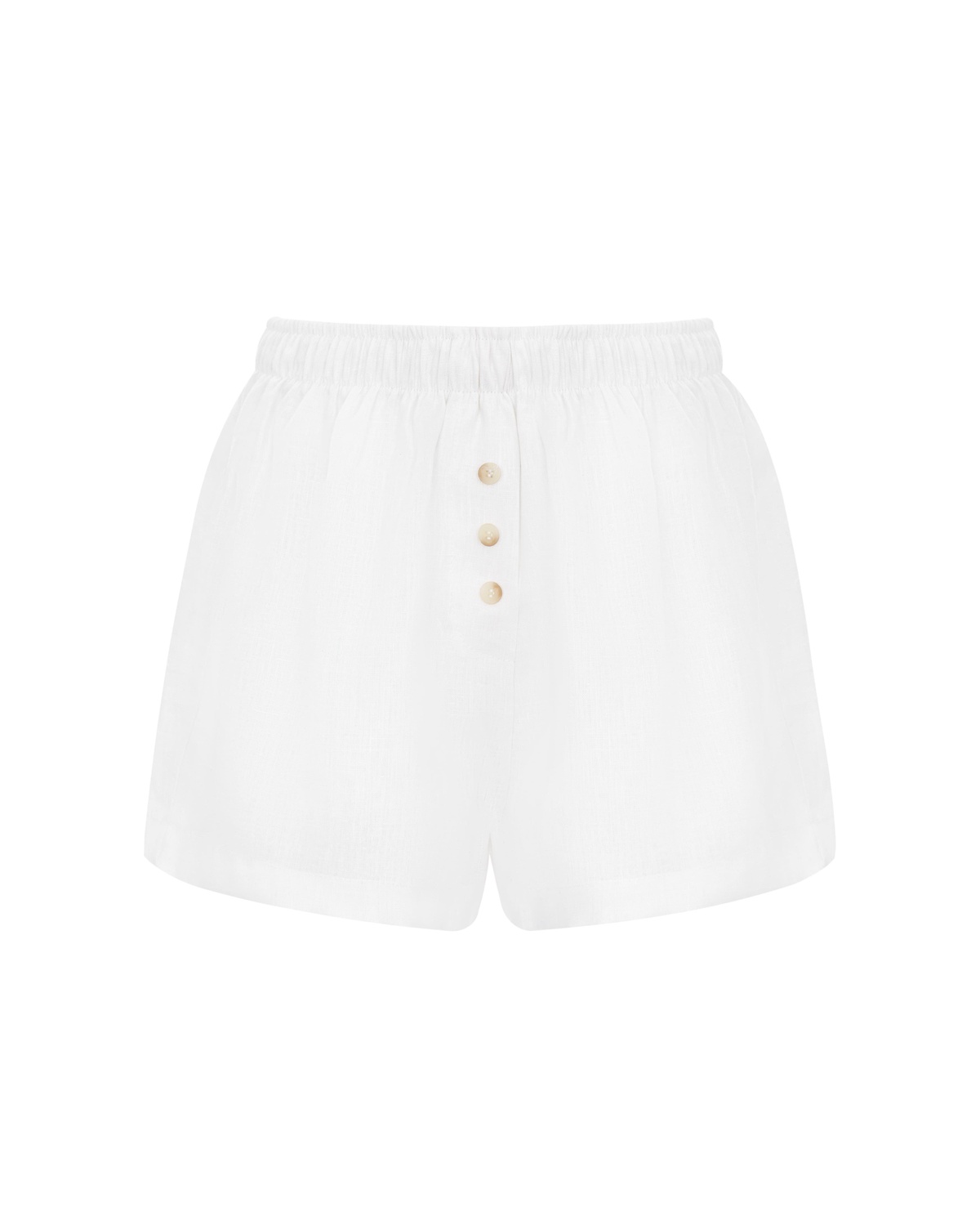 Elastic Waist Shorts with Buttons