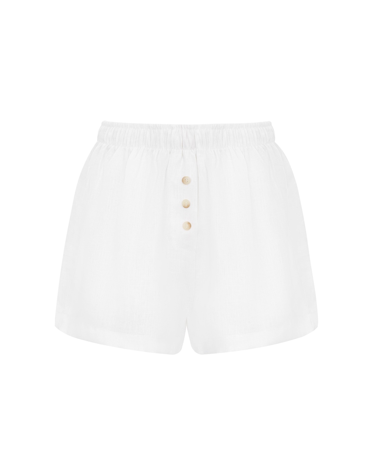 Elastic Waist Shorts with Buttons