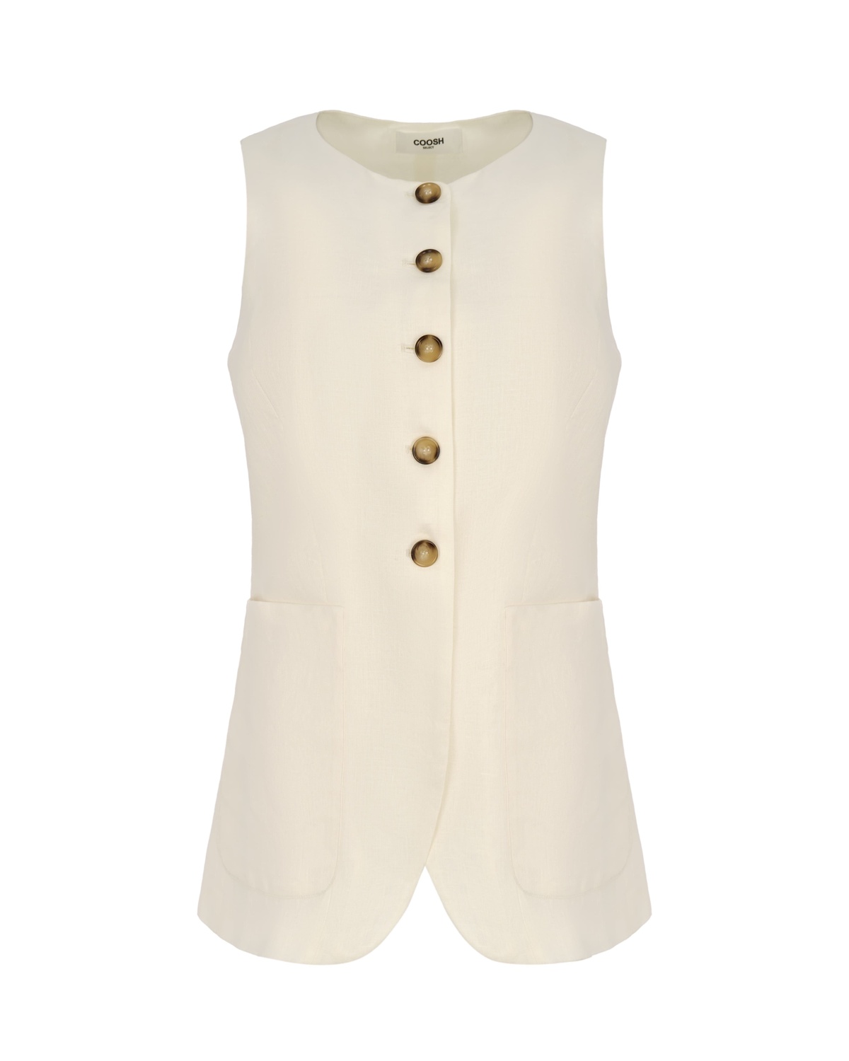 Hemp High Neck Vest with Button Closures and Back Tie