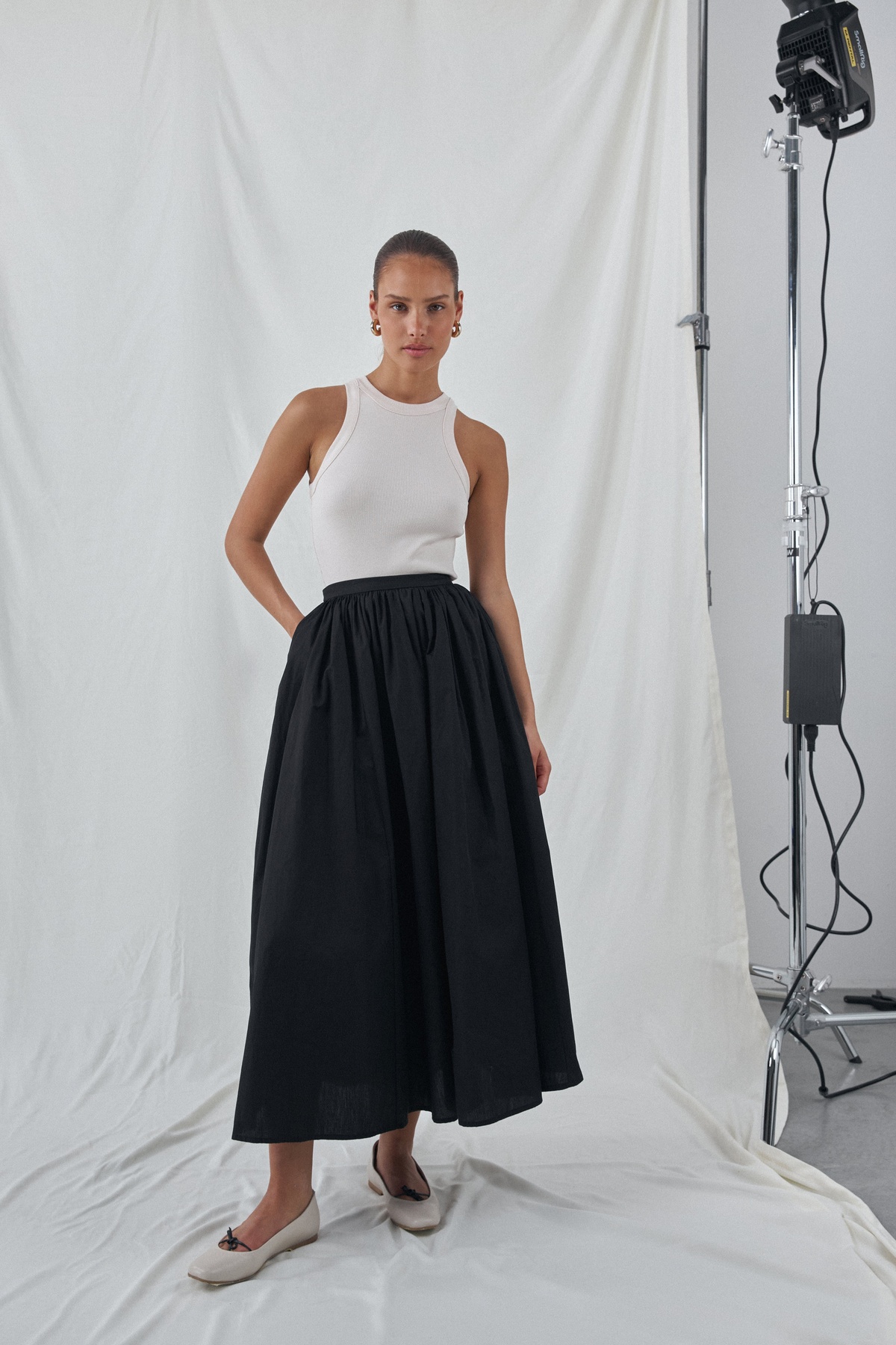 Cotton Frilled Maxi Skirt