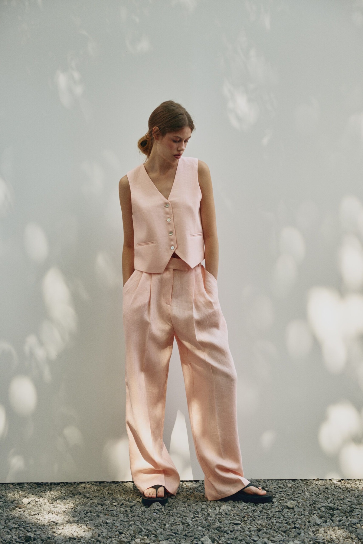 Linen Palazzo High Waist Pants