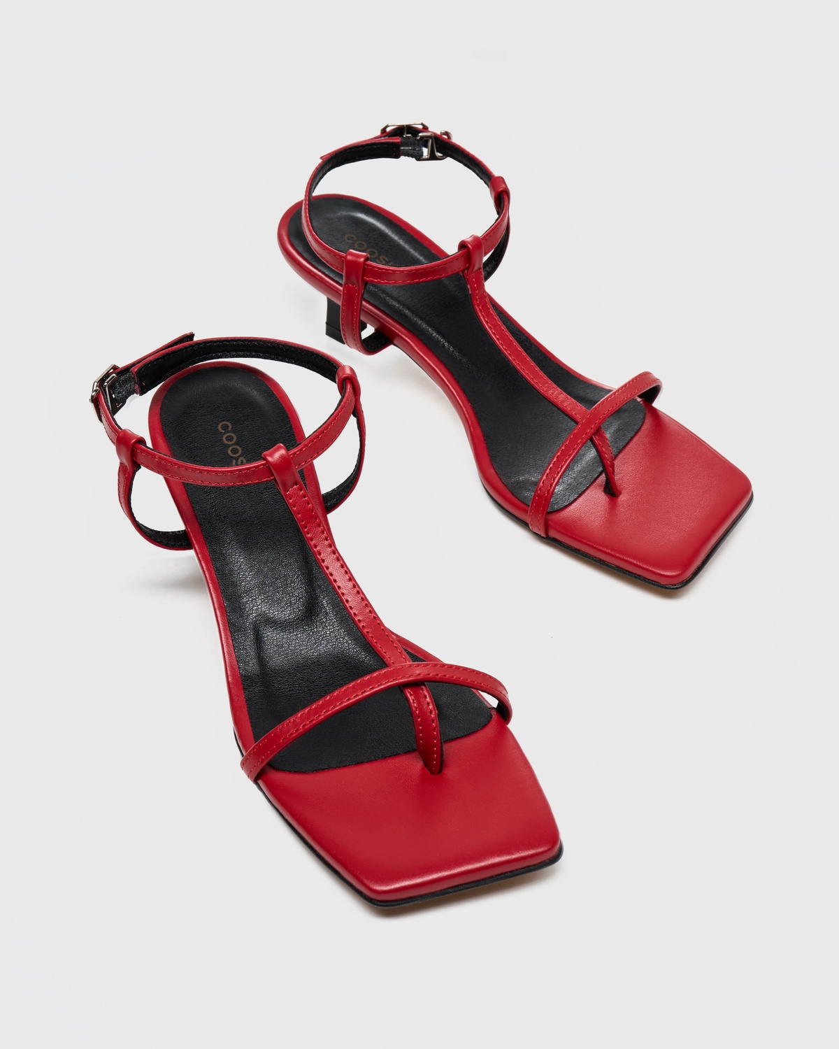 Leather Heeled Sandals with Thin Straps