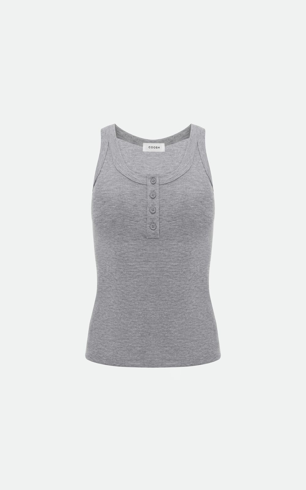 Ribbed Tank Top with Buttons