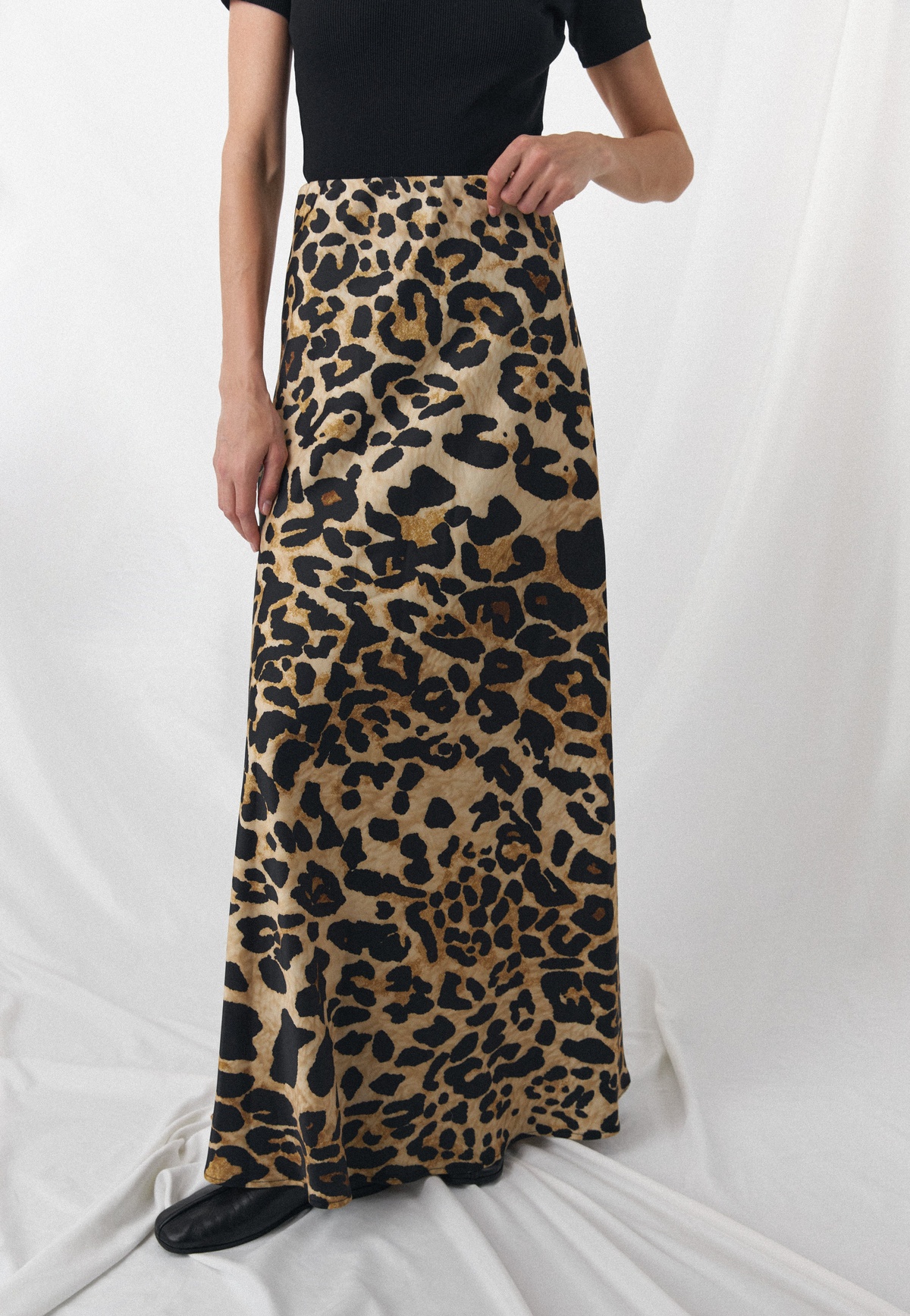 Animal Print Satin Maxi Skirt