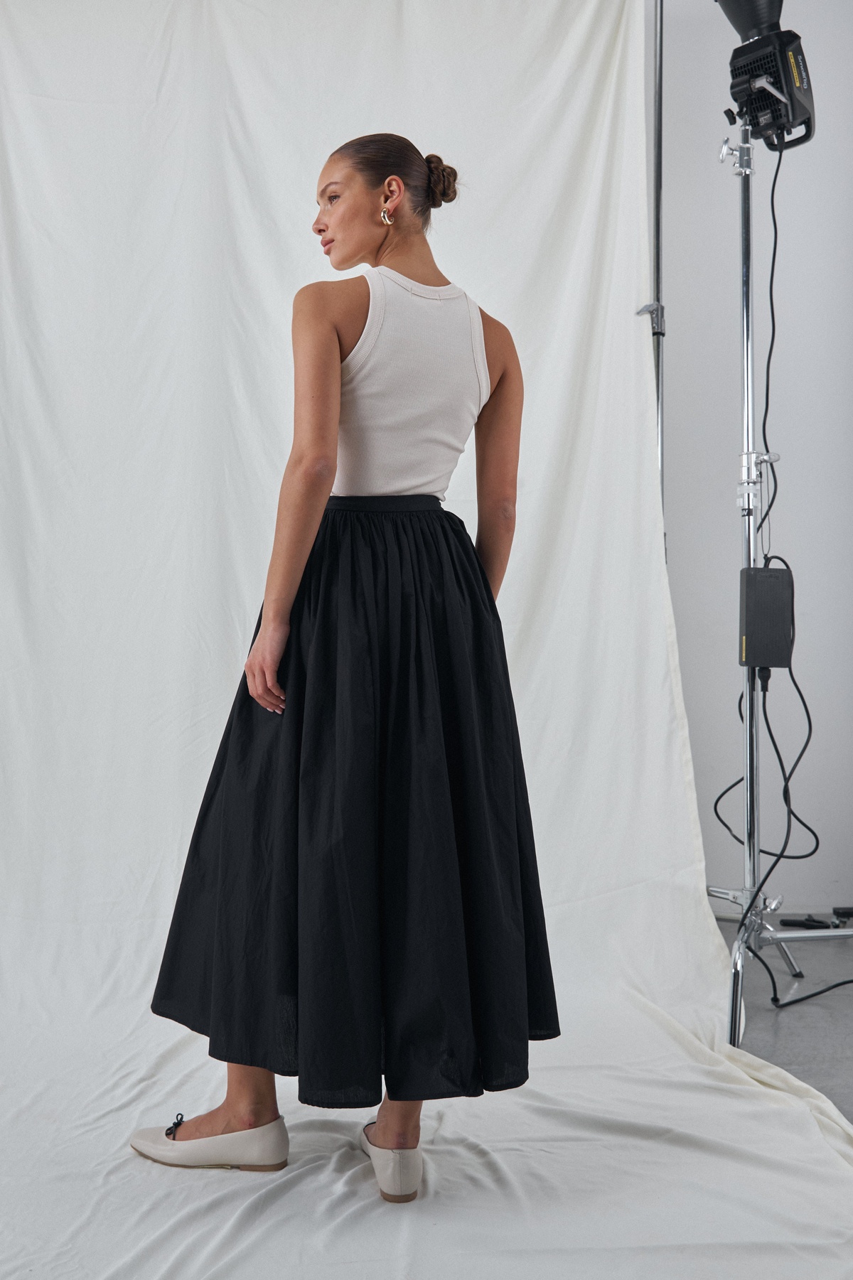 Cotton Frilled Maxi Skirt